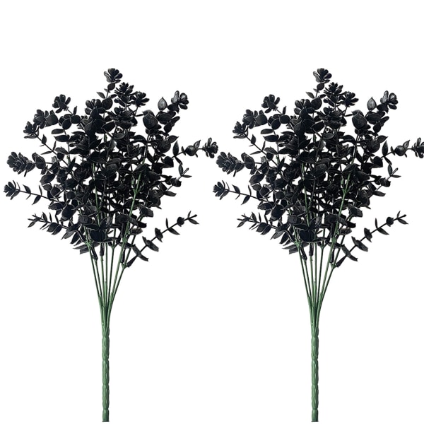 Artificial Eucalyptus leaves Set of 2, Black, Fake Flowers for