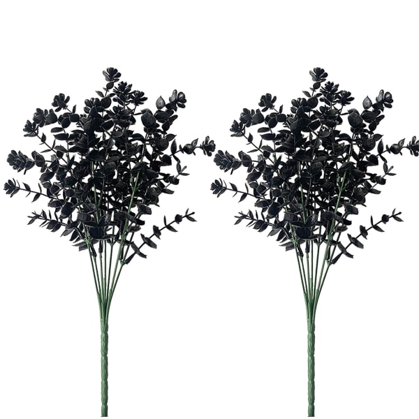 Konstgjorda eukalyptusblad Set med 2, svarta, falska blommor för
