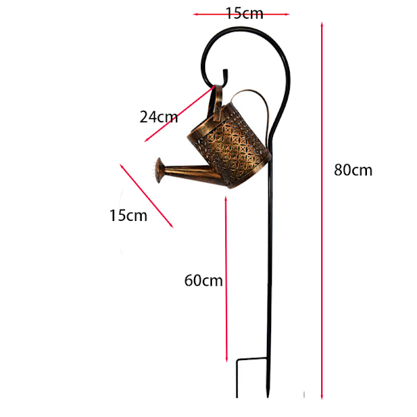 1 stk Retro gammel bronse vanning LED solcellelamper med stativ, vannkannelys, dekorative lys for sti, gårdsplass, tre, plen