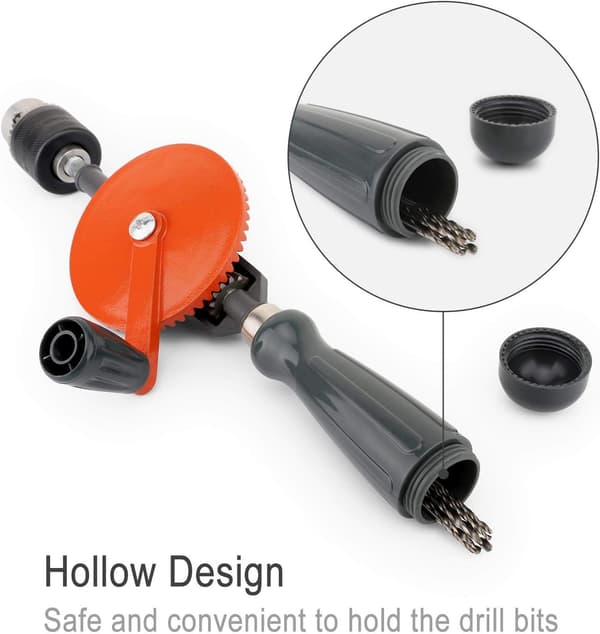 Hånddrill, 3/8 tommer (1,5-10 mm) støpt stål dobbelt tannhjul hånddrill