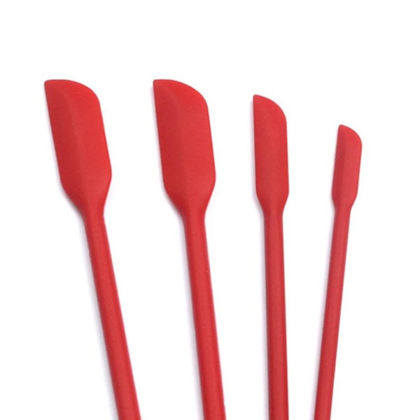 Kompakt Mini Spatelset, Silikonspatel för Tunn Burk Skrapning & Blandning, 4-pack Mångsidiga Verktyg för Kök och Skönhet, Lättrengjord Design,