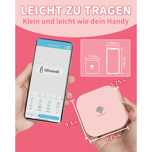 Bluetooth-tarra-tulostin, tarra-laite itseliimautuva, yhteensopiva iOS:n ja Androidin kanssa, kannettava mini-tarra-laite kotiin, toimistoon, kouluun ja tarrojen liimaamiseen