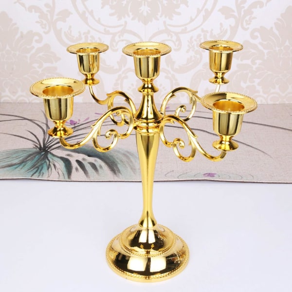 5-armet Lysestager Guld Vintage Lysestager Stablys Metal