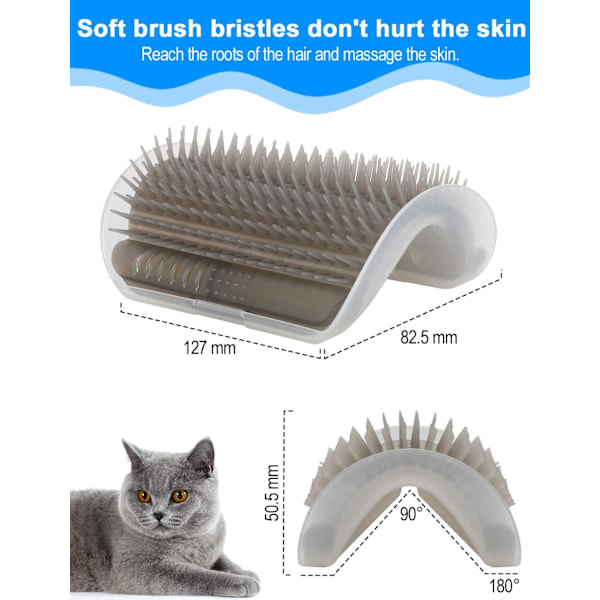 Katt Själv Groomer, 2 Pack Vägg Hörn Groomers med Catnip Påse, Mjuk Skötsel Borste Massage Kammar, Mjukare Massager Leksak för Katter, Kattunge, Valp