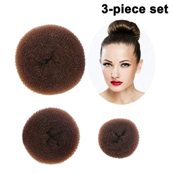 Förpackning med 3 hårbullar för damer Donut Shapers Knot Ring Bull Kudde H