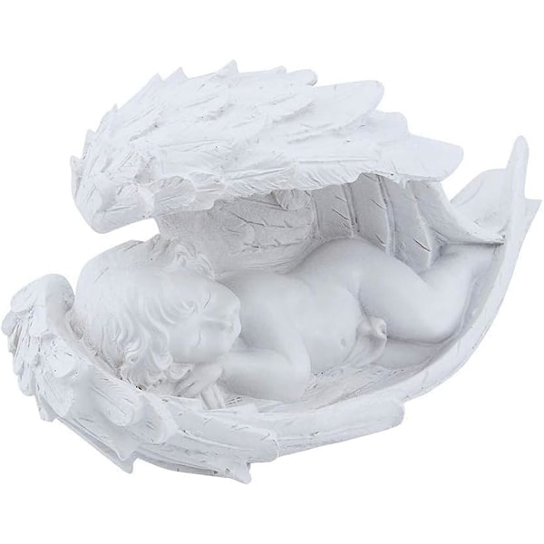 Minnesgave, Sovende baby på englers vinger Figur, polyresin, vær- og frostbestandig, Ornament