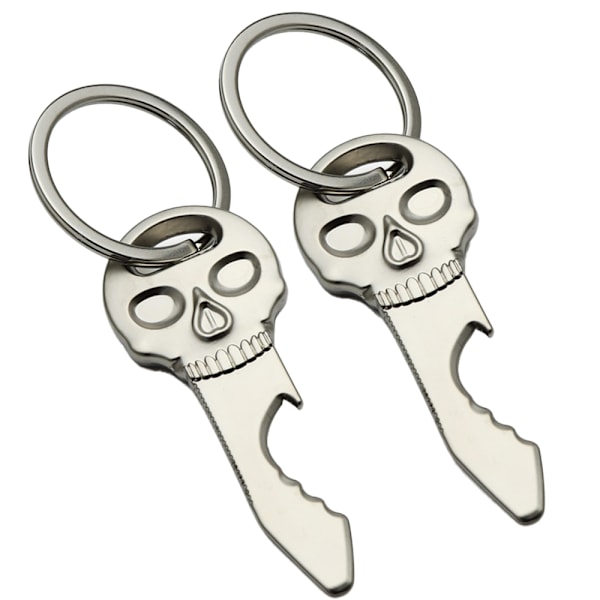 Mångsidig EDC-pryl, nyckelring i rostfritt stål med dödskalleform, praktisk för att öppna ölflaskor, perfekt present till Halloweenfester, barer och klubbar