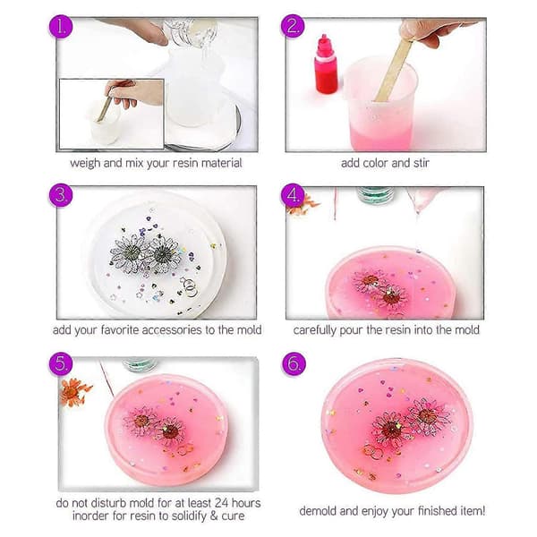 28 stk. Silikone Coaster Askebægerforme til Resin Støbning, DIY Kunst Krystal Diamant Plantepotte Pen Lys