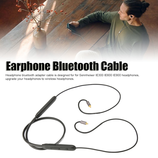 Øretelefonkabel Bluetooth Trådløs MMCX Adapterkabel med Mikrofon og Controller til Sennheiser IE300 IE600 IE900