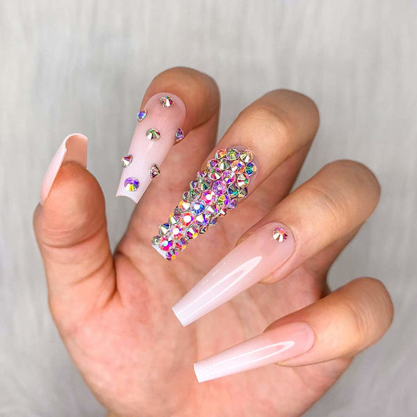 24 st fransk naken vit ballerina diamant lång blank kista