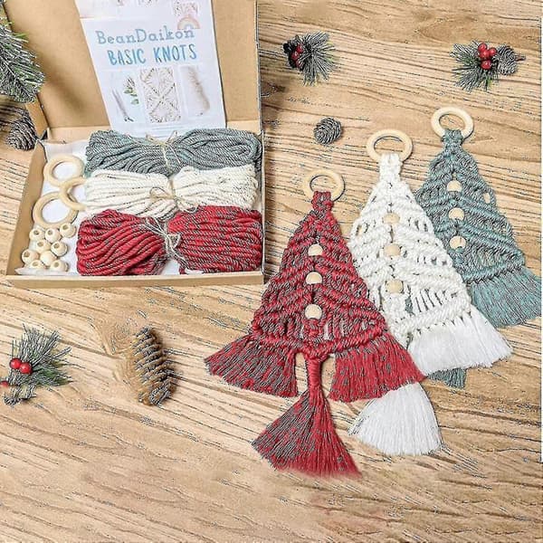 DIY-kit för julgransmakramé, handgjort DIY-set för vägghängd makraméjulgran, boho-dekoration