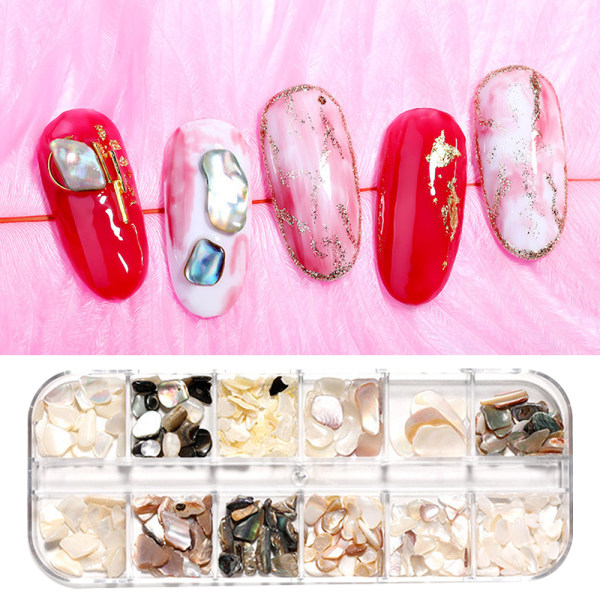 Färgglada snäckskalsnagelklistermärken, naturliga abalone fingernageldekaler, 3D iriserande glitter manikyr sjöjungfru paljetter skivor, för manikyr salong hem shape2