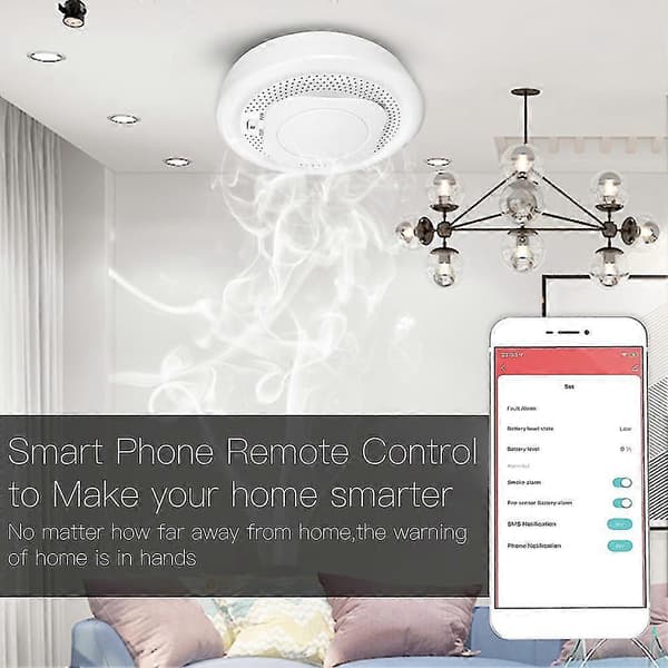 Tuya Smart Zigbee Røgdetektor Sensor Sikkerhedsalarm System Smart Living Batteridrevet