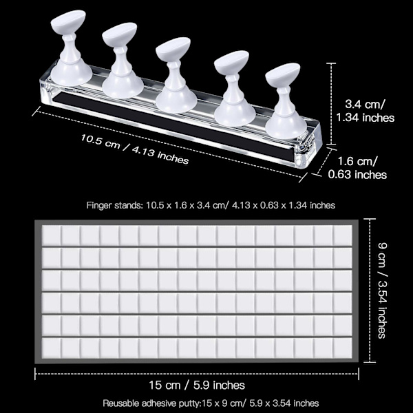 2 set akryl nagelkonst träningsställ magnetiska nagelspets hållare tränings fingernagel displayställ DIY nagel kristallhållare