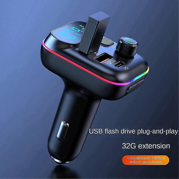 Tandadadapter til bil FM-sender biladapter Type-c Pd+qc3.0 Hurtig Usb Charr, Håndfri C