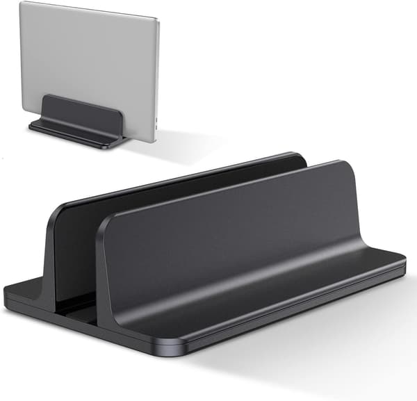 Svart - Vertikalt laptopstativ, justerbart aluminiumstativ for Mac
