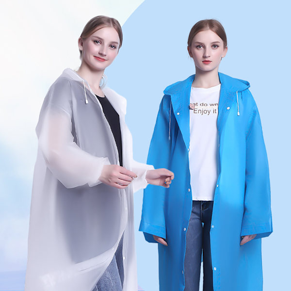 Regnponcho, Unisex Genanvendelig Transparent Regnjakke EVA Bærbar Vandafvisende Regnkappe Åndbar Regnjakke til Rejser, Vandreture, Cykling & Camping