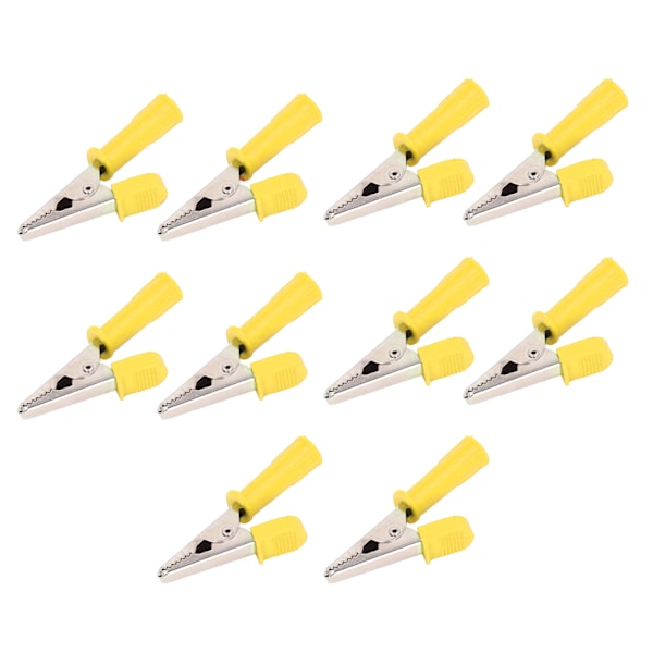 10 kpl Testiklipsit Messinki Eristetyt Krokotiilipihdit 4mm Pistokkeella 10mm Avain 20A J.60046Keltainen