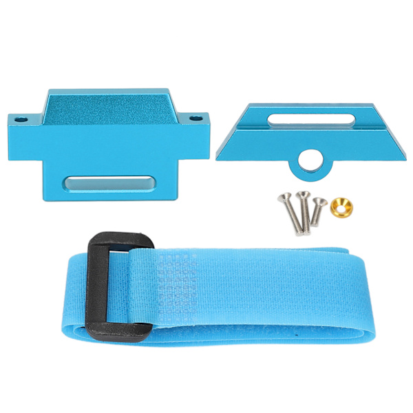 RC-bilbatteriplatta i aluminiumlegering, batterihållare med rem för Traxxas 1/10 Slash 2WD 5822 5822A chassi, blå