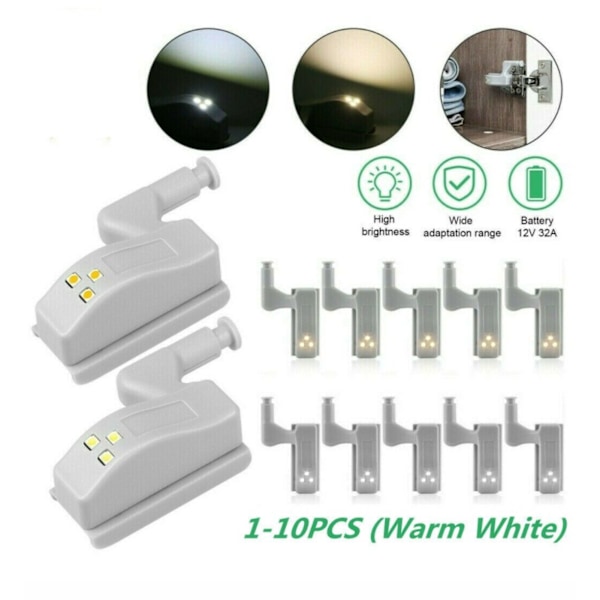 10 stk LED Skap Innvendig Hengsel Sensor Lys Soverom Skap Garderobe Skap Nattlys