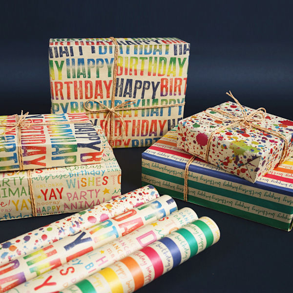 Gavepapir med kua-design til bursdag, retro gaveeske innpakningspapir