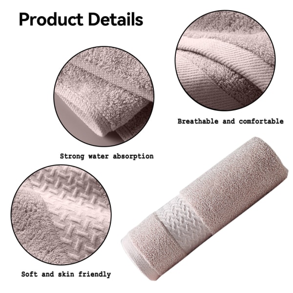 Luksuriøst Håndklæde Sæt til Badeværelset, 100% Bomuld, Hurtigtørrende, Blødt og