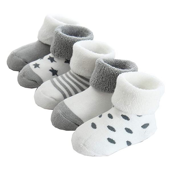 5 par nya varma babyfrottésockor, babystrumpor, tecknade baby