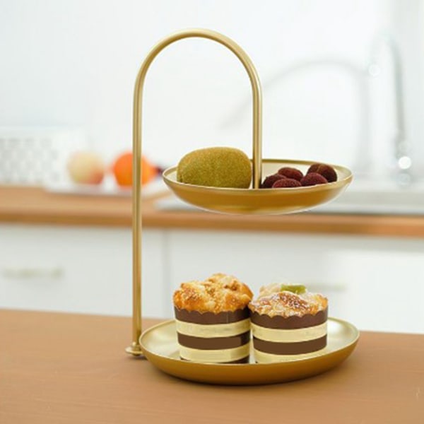 2-trinns fruktfat i jern, vanntett, flertrinns oppbevaringsfat for kaffebord, fest, gull