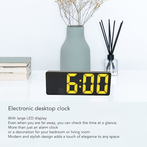 Smart Digital Klocka, LED-väckarklocka som alltid är på med temperaturvisning, för sovrum, kontor, studentrum, vardagsrum, USB- och batteridriven, spegel