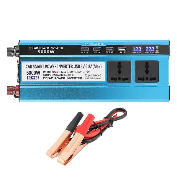 5000w Solcelle Bil Power Inverter 4 Usb Oplader Dc 12v Til Ac 220v Spændingstransformator Adapter Opladning