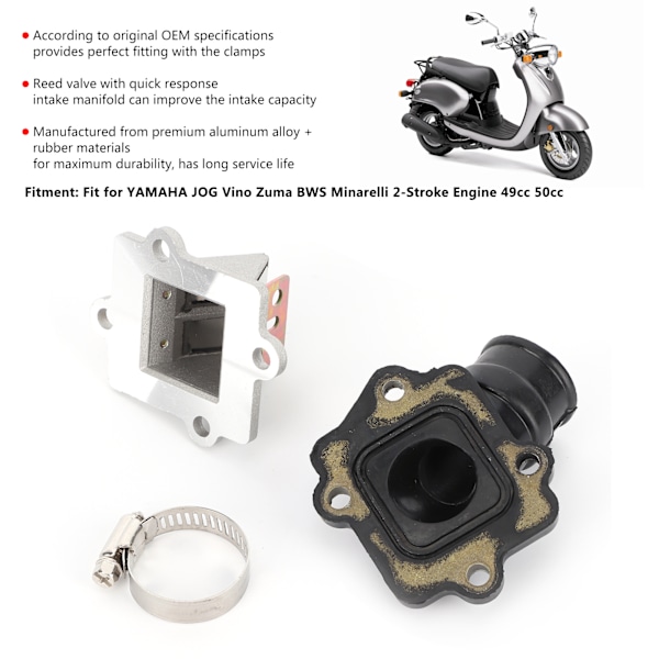 Insugningsrör Reed Valve Passar för YAMAHA JOG Vino Zuma BWS Minarelli 2-taktsmotor 49cc 50cc