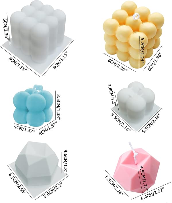 3-pak Silikone Lysforme, 3D Boble Cube Voks Lysfremstilling Mo