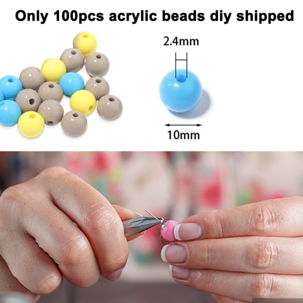 100 st Runda pärlor 10 mm Släta lösa pärlor Spacer Beading