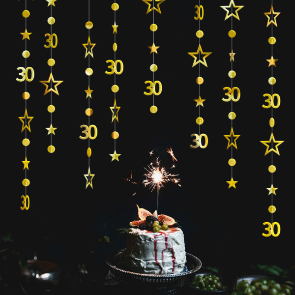 Numerot 30 Pyöreät Pisteet Kimaltavat Tähdet Seppelesetti Metalli