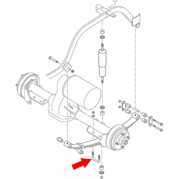 2 stk kraftig bladfjær U-bolt + skrumutter for (94+) Electric Medalist/Golfbil 72618g01