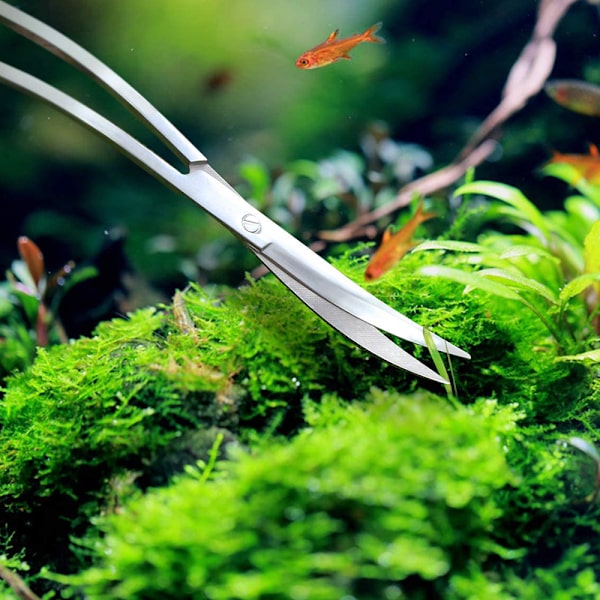 Rustfrit Stål Bølge Saks Akvarium Tank Vandplante Tang
