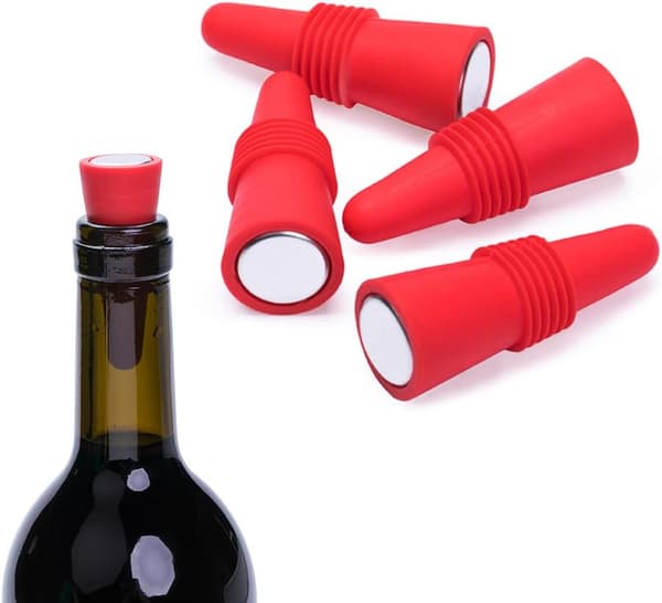 Vinstoppere (sett med 5), vinflaskestopper i silikon og drikke