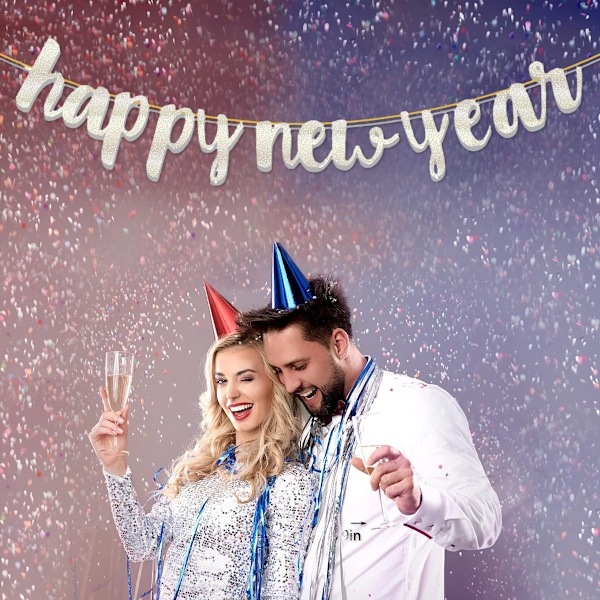Nyårsbanderoll 2024, Happy New Year Bunting Banner med