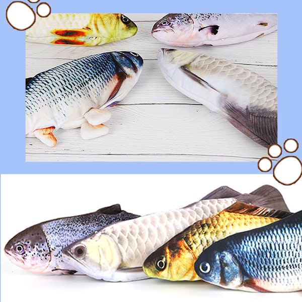 Kattens legetøj, hoppe-simuleringsfisk, forskellige fisk