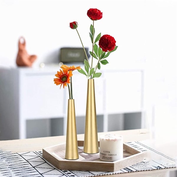 Moderne hjemmedekor smijern bordvase Gyllen metallvase H