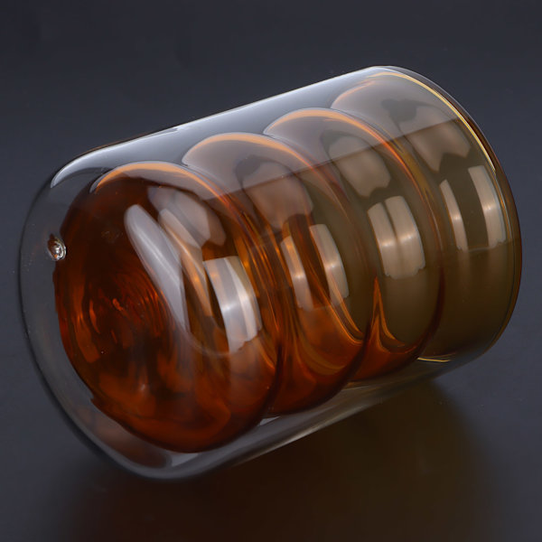 200 ml Dubbelskikts Glasmugg Värmebeständig 3 Dimensionell Spiralmugg för Kontor Hem Skola (Gul )