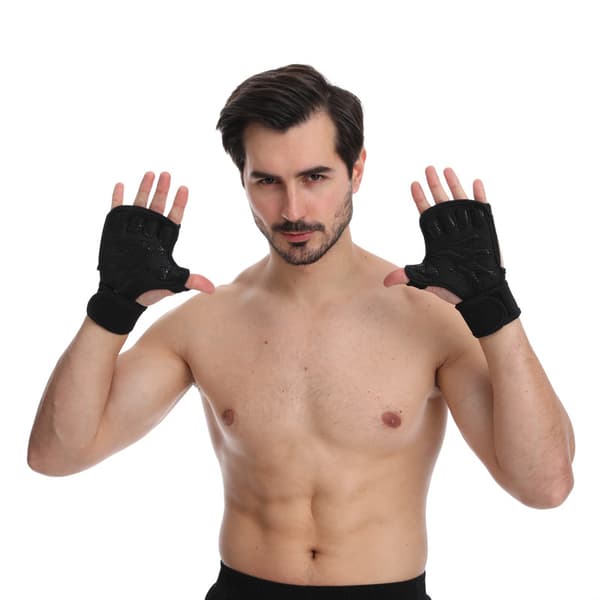 1 par sorte L sorte, åbne træningshandsker til CrossFit, bodybuilding