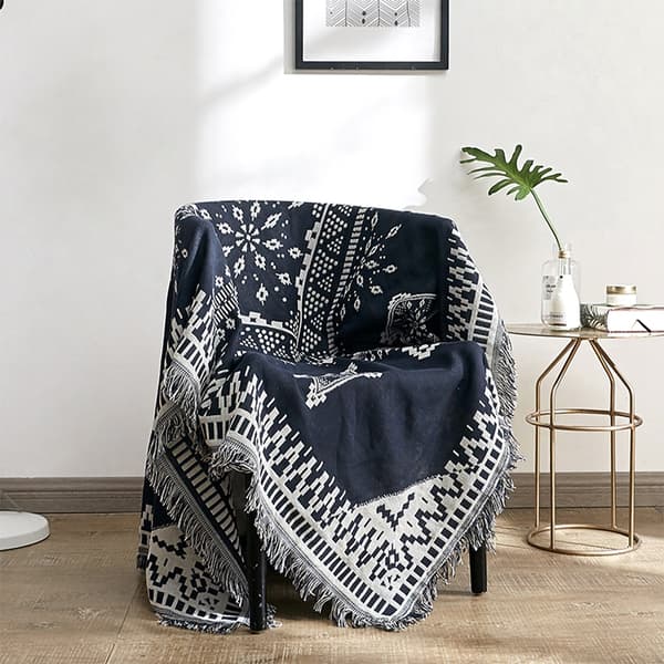 Alsidig møbelbeskytter, tekstureret design vendbart sofabetræk til de fleste sofaformer, sofabetræk med kvaster til hyggelig boligindretning (polyester