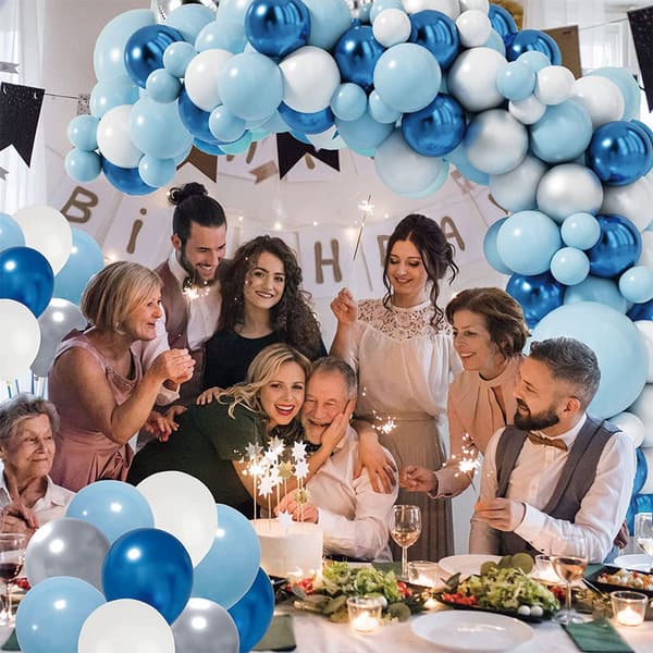 Blue Ocean Makaron Happy Birthday Ballongsett