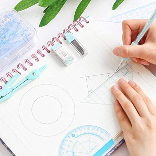 8-pack kompassset med gradskiva linjaler penna för matematik geometri