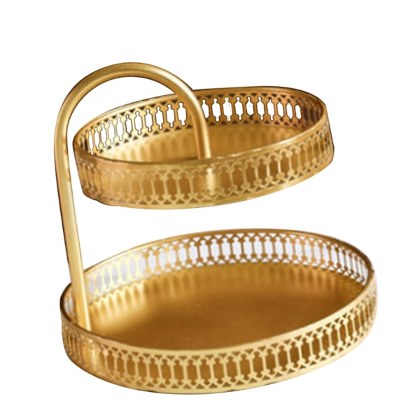 Dobbeltlags Bakstfat Dekorativ Kobber Gull Kjeks Dessert Display Plate for Bryllup, Vertikal Korn