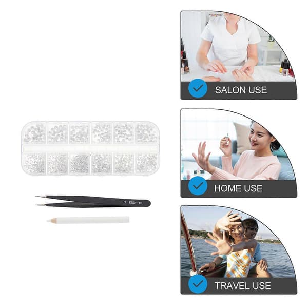 1 sett neglekunstdekorasjoner Plast Rhinestone negletilbehør DIY manikyrpynt