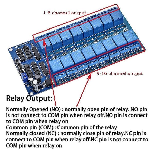 16 Kanal 12V Relæmodul Med Optokobler Lavniveau Trigger Udvidelseskort Til Raspberry Pi