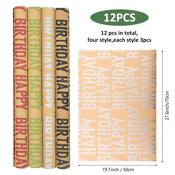Grattis på födelsedagen Inslagning papper Vintage kraft presentpapper
