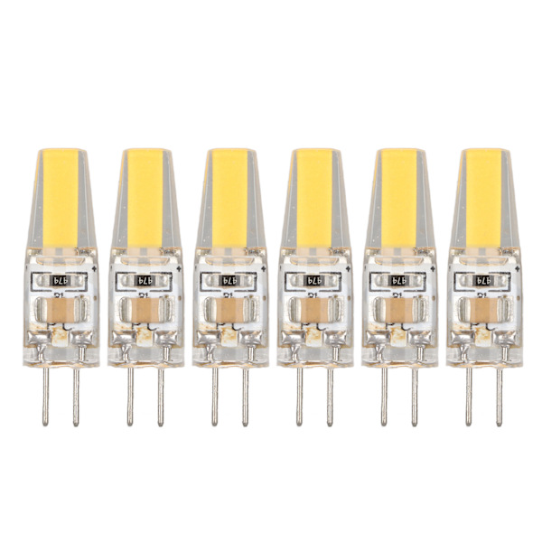 6 stk 6W 500LM G4 Pære LED COB Silikon Gel Energisparende Lampe Pære for Taklampe Vegglampe Bordlampe 220V Varmt Hvit